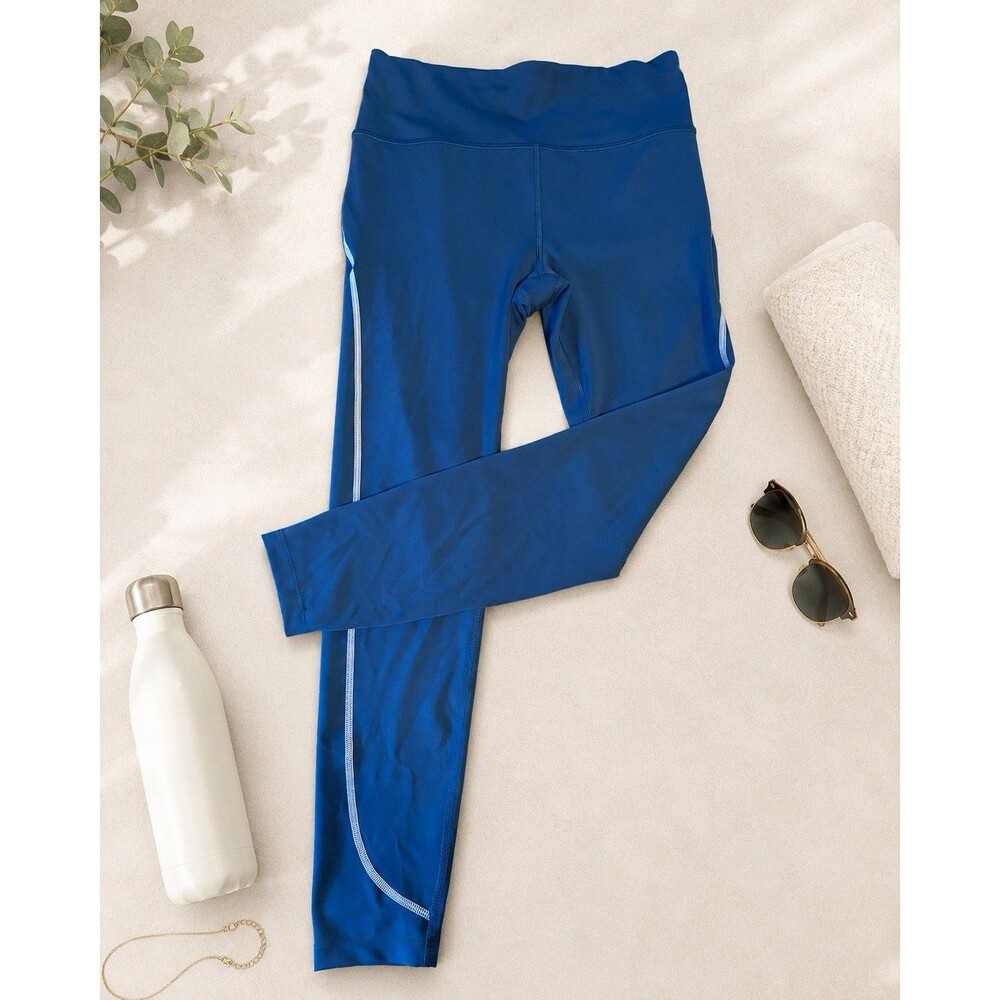 Peloton Women’s M Blue High Rise Leggings Reflective Seam Athletic Yoga Pants
